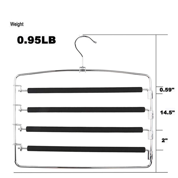Top lucky life clothes pants hangers 3 pack pant slack hangers space saving non slip stainless steel closet organizer with foam padded swing arm for pants jeans scarf