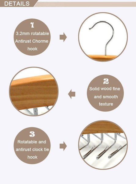 Discover the best dbao pro tie rack for closet premium natural wooden tie hanger organizer with 24 rotatable swivel metal stainless steel hook for men women scarf tie belt versatility rack organizer hanger