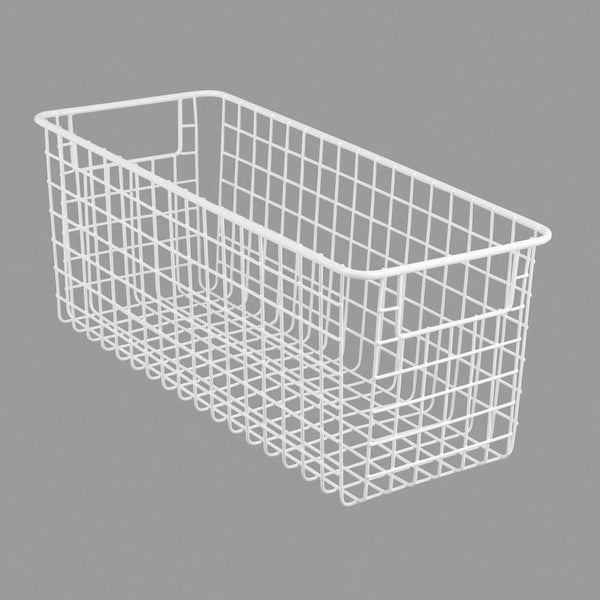 Explore mdesign farmhouse decor metal wire food storage organizer bin basket with handles for kitchen cabinets pantry bathroom laundry room closets garage 16 x 6 x 6 4 pack matte white