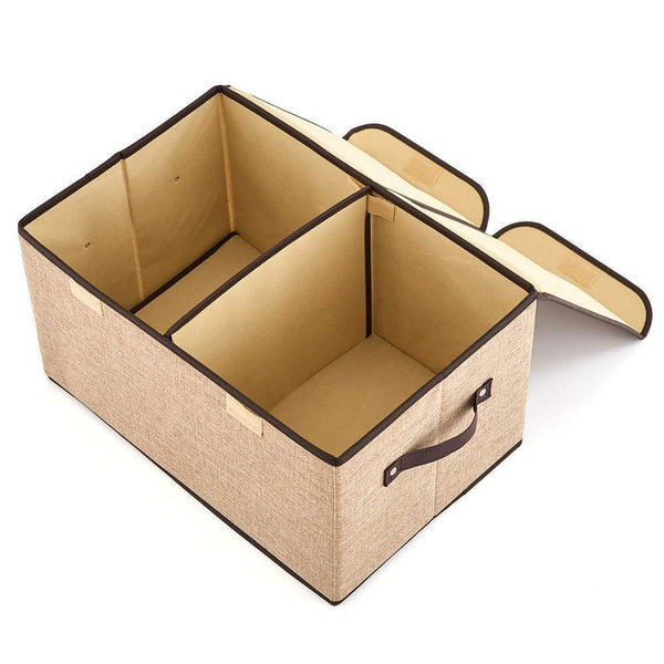 Storage organizer large fabric storage bins with lids and removable dividers collapsible linen storage boxes containers for toy nursery closet shelf living room bedroom organize2 pack beige