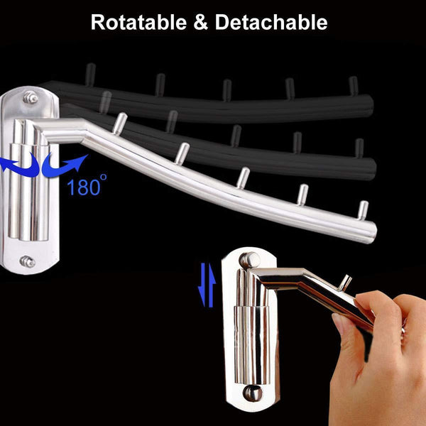 Online shopping adromy folding wall mounted clothes hanger stainless steel clothes holder swing arm closet drying rack clothing hanging system heavy duty closet storage organizer 2 pack