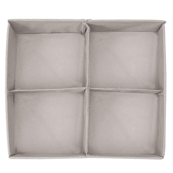 Discover the mdesign soft fabric dresser drawer and closet storage organizer bin for lingerie bras socks leggings clothes purses scarves divided 4 section tray textured print 2 pack linen tan