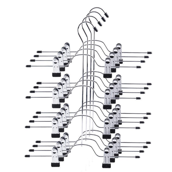 Latest tosnail 4 pack 4 tier trouser skirt hanger non slip black vinyl clips great space saver your closet