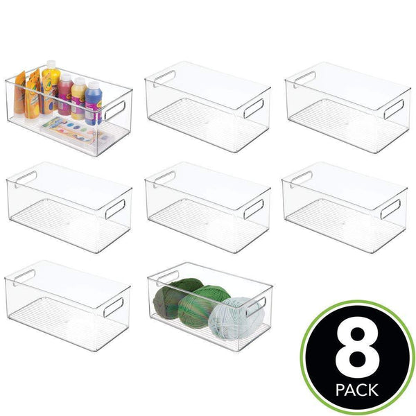 Purchase mdesign large plastic storage organizer bin holds crafting sewing art supplies for home classroom studio cabinet or closet great for kids craft rooms 14 5 long 8 pack clear