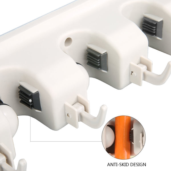 Try mop broom holder wall mounted storage rack with 5 ball slots and 6 hooks for closet rakes broom garden garage tool storageoff wihite