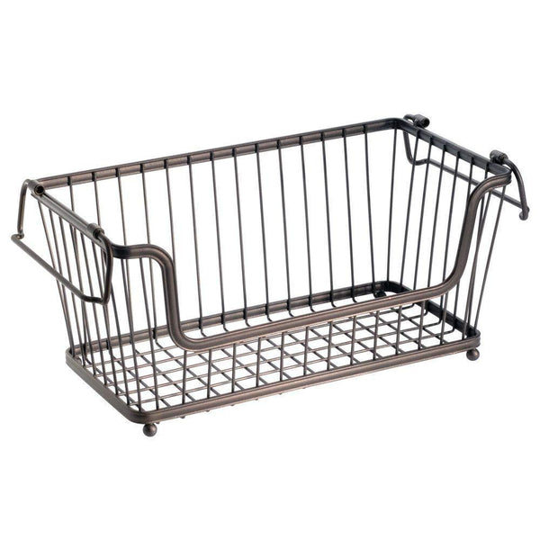 Shop mdesign modern farmhouse metal wire household stackable storage organizer bin basket with handles for kitchen cabinets pantry closets bathrooms 12 5 wide 6 pack bronze