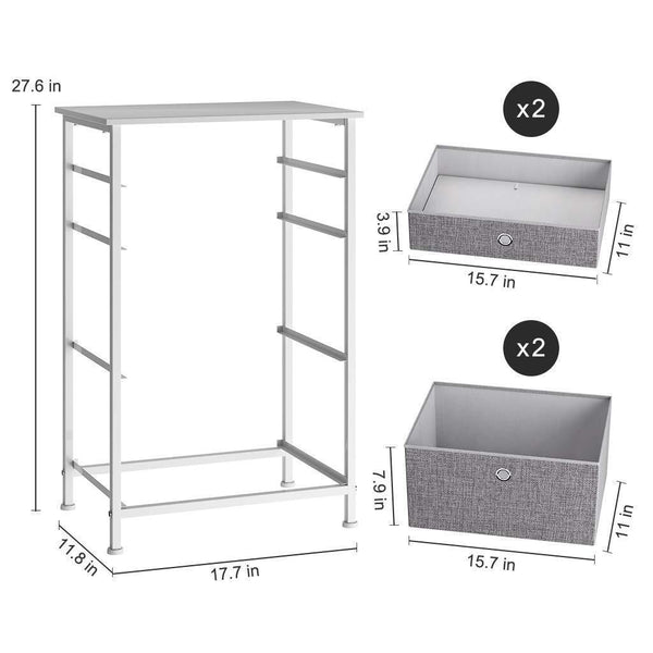 Explore langria faux linen home dresser storage tower with 4 easy pull drawers sturdy metal frame and wooden tabletop perfect organizer for guest room dorm room closet hallway office area gray