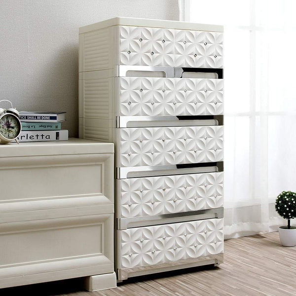 Organize with nafenai 5 drawer dresser kids storage cabinet for toys storage cart plastic storage bin for office closet bedroom lightweight and movable white