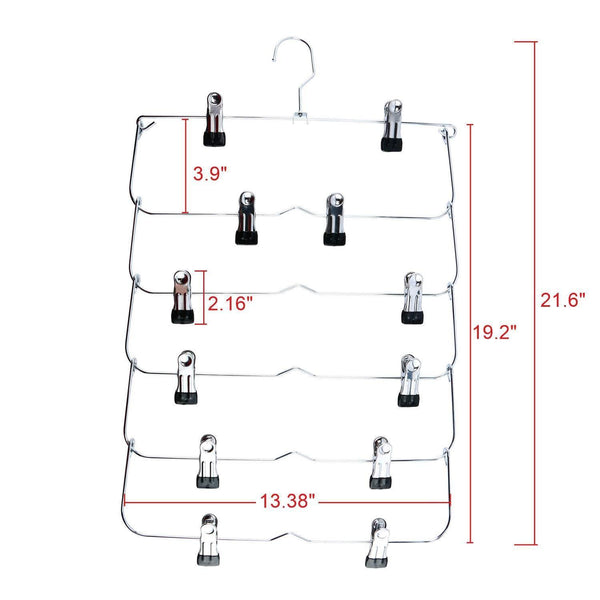 Best homend 6 tier skirt hangers foldable pants hangers closet organizer stainless steel fold up space saving hangers 5 pack