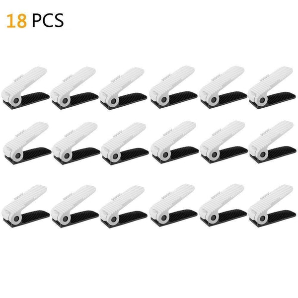 Storage lovne 18 pairs adjustable double shoe rack organizer shoe slots space saver free standing shoe rack for closet shoes holder for boot high heels sneaker sandals slipper black white
