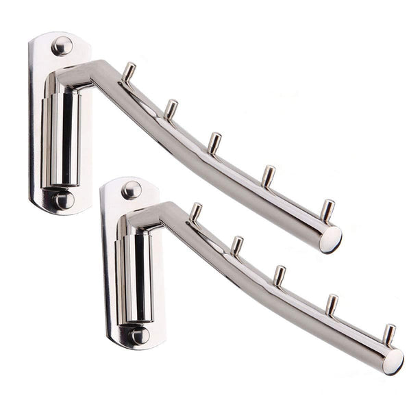 Home adromy folding wall mounted clothes hanger stainless steel clothes holder swing arm closet drying rack clothing hanging system heavy duty closet storage organizer 2 pack