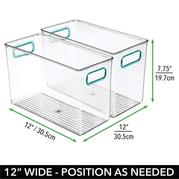 Purchase mdesign plastic home storage organizer bin for cube furniture shelving in office entryway closet cabinet bedroom laundry room nursery kids toy room 12 x 6 x 7 75 4 pack clear blue
