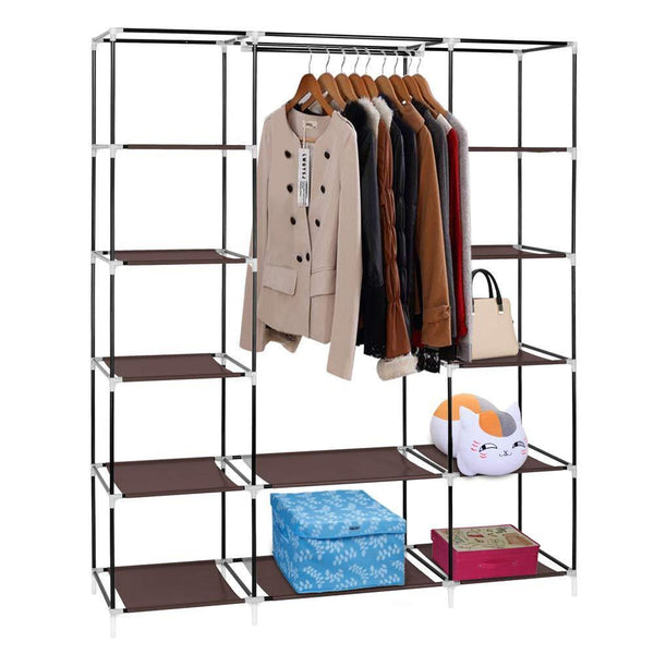 Budget amashion 69 5 tier portable clothes closet wardrobe storage organizer with non woven fabric quick and easy to assemble dark brown