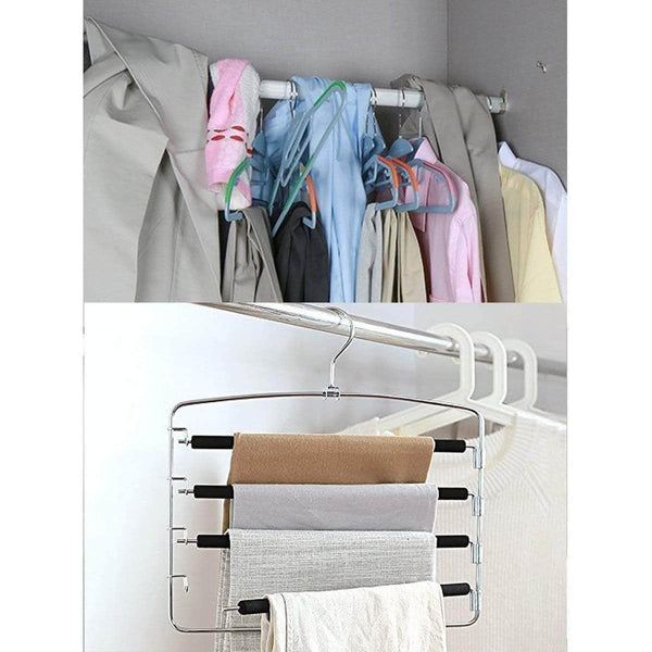 Best seller  doiown pants hangers slacks hangers space saving non slip stainless steel clothes hangers closet organizer for pants jeans trousers scarf 4 pack large size 17 1high x 15 9width