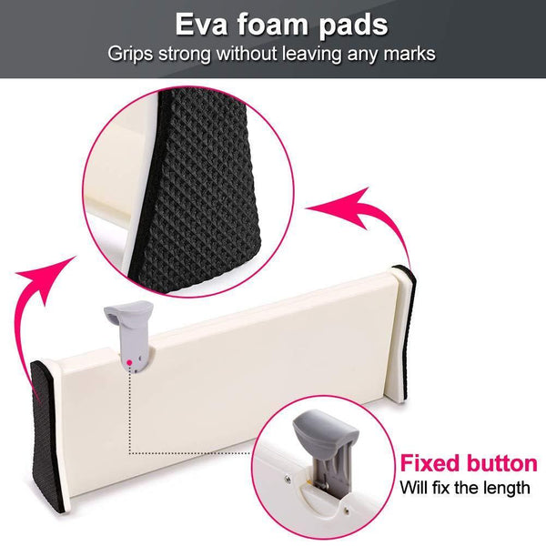 Explore drawer dividers organizer 5 pack adjustable separators 4 high expandable from 11 17 for bedroom bathroom closet clothing office kitchen storage strong secure hold foam ends locks in place