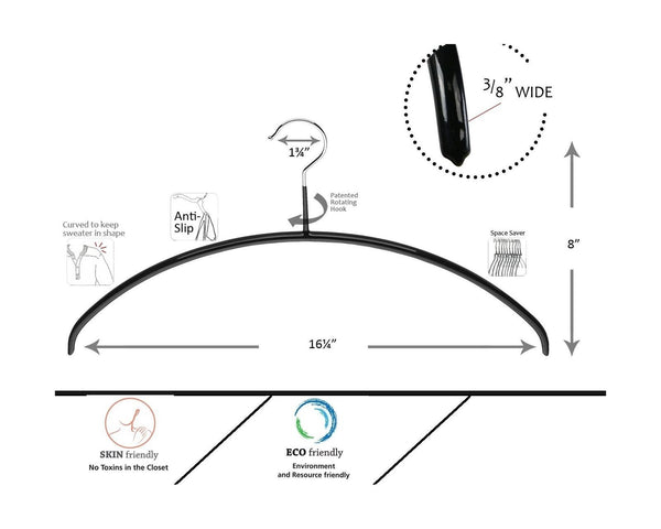 Buy now russell 6 pack slip reducing contour shirt hangers with 2 clips bump free clothes hanger and closet organizer the dimple crease free hanger solution black