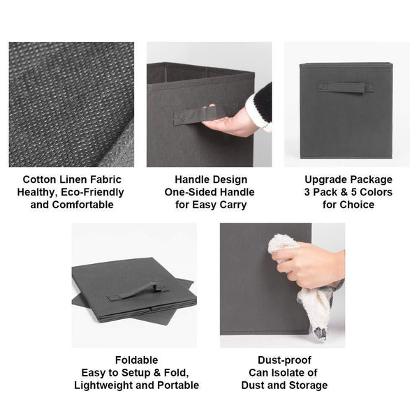 Selection ximivogue storage box storage bins 3 pack storage cube basket bins cloth folding box closet drawers container dresser basket organizer shelf collapsible for underwear sock bra tight kids toy brown