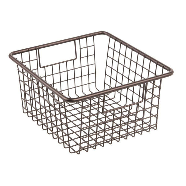 Select nice mdesign farmhouse decor metal wire storage organizer bin basket with handles for bathroom cabinets shelves closets bedrooms laundry room garage 10 25 x 9 25 x 5 25 4 pack bronze