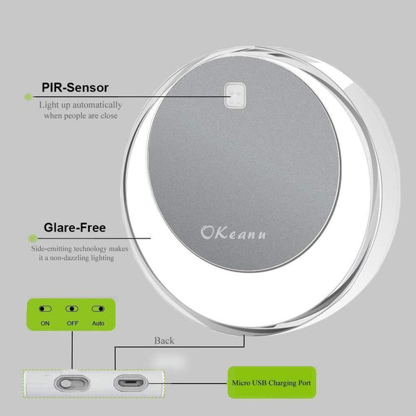 Cheap okeanu motion sensor light 14 led cordless rechargeable night light portable closet lights for hallway basement garage bathroom cabinet stair 3 pack white