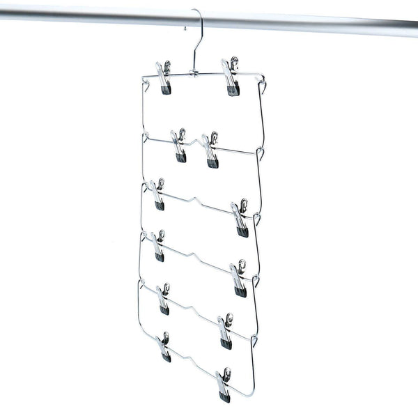 Buy homend 6 tier skirt hangers foldable pants hangers closet organizer stainless steel fold up space saving hangers 5 pack
