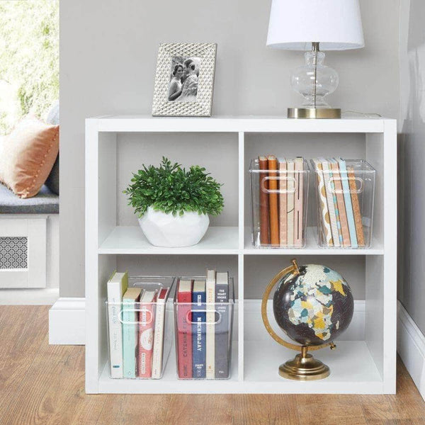 Related mdesign deep plastic home storage organizer bin for cube furniture shelving in office entryway closet cabinet bedroom laundry room nursery kids toy room 12 x 6 x 7 75 8 pack clear