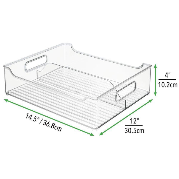 Save mdesign plastic closet storage bin with handles divided organizer for shirts scarves bpa free 14 5 long 2 pack clear