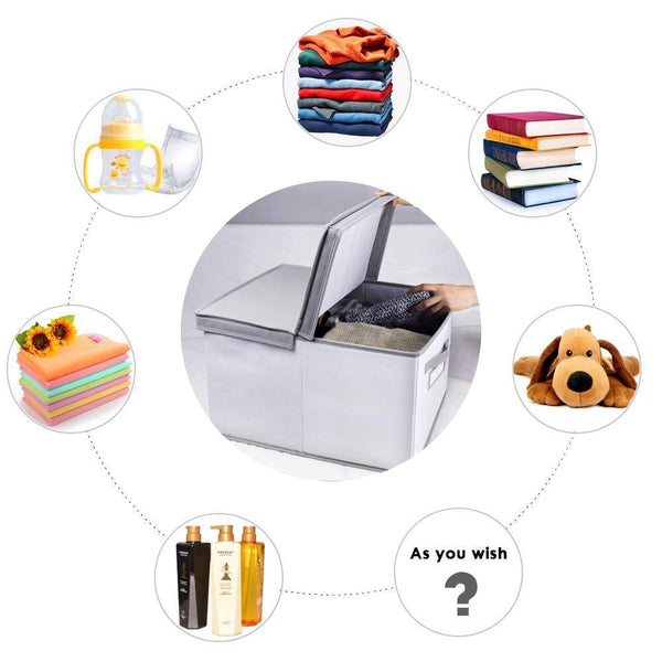 Related homyfort foldable storage box with lid sturdy canvas fabric closet shelves organizer nursery hamper basket bins for clothes kids toys home office gray