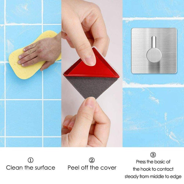 On amazon self adhesive hooks keku 6 pack heavy duty stainless steel bathroom tower hooks for closets coat robe hanger rack wall mount