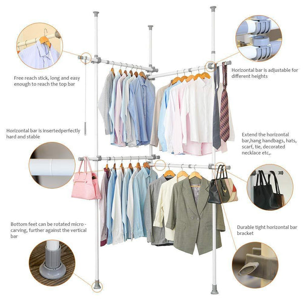 Amazon garment racks adjustable closet organizer with 440lb load heavy duty hang clothes rack for storage and display 55 x 97 expands to 102 x 119