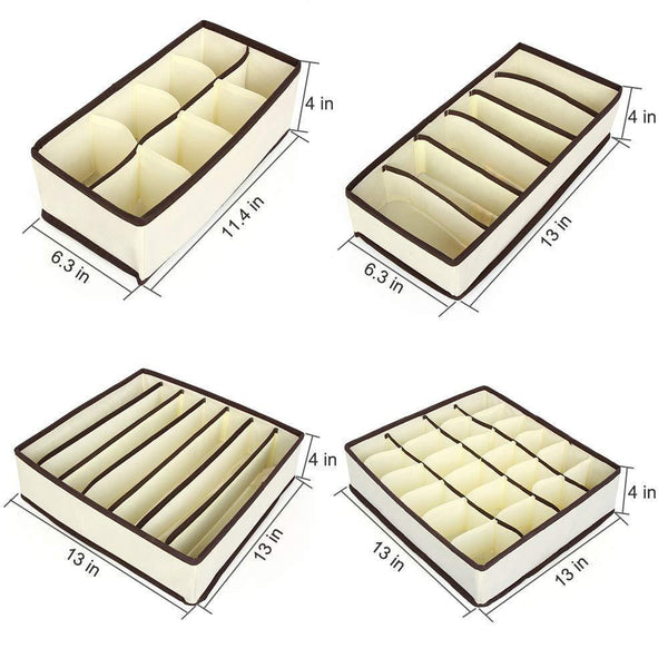 Shop for aitmexcn closet underwear organizer foldable storage box drawer divider kit for socks panties bra ties clothing set of 4 beige