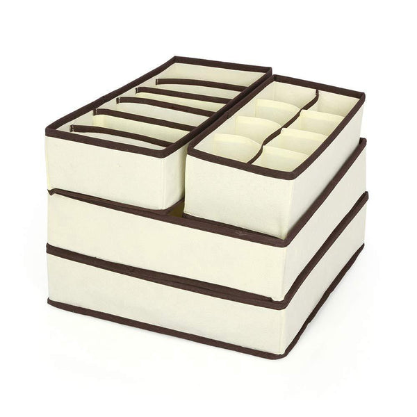 Shop aitmexcn closet underwear organizer foldable storage box drawer divider kit for socks panties bra ties clothing set of 4 beige