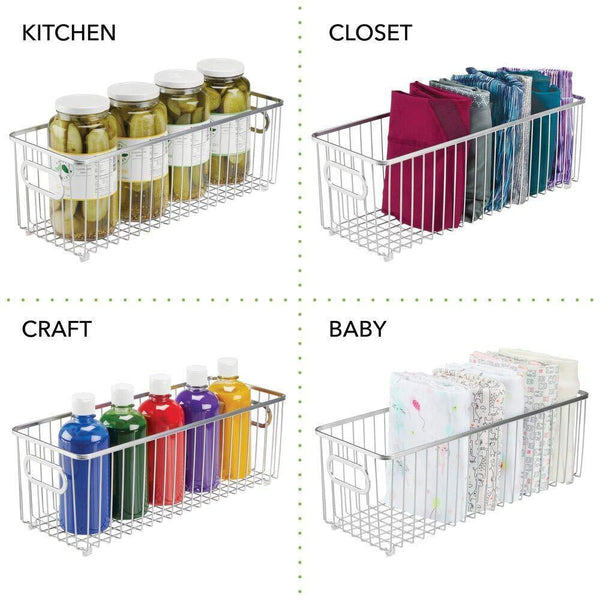 Featured mdesign deep metal bathroom storage organizer basket bin farmhouse wire grid design for cabinets shelves closets vanity countertops bedrooms under sinks 4 pack chrome