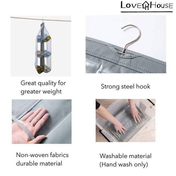 Buy love in the house hanging handbag purse organizer household wardrobe closet organizer hanging storage bag 6 large storage pockets grey 36x14x14