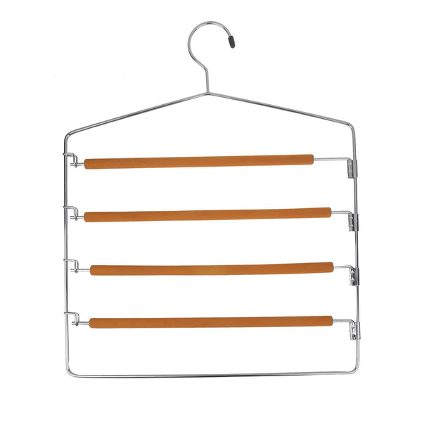 Discover the takoyi clothes pants hangers space saving non slip trouser hangers stainless steel multi layer metal pant hangers foam padded swing arm pants hangers closet storage organizer orange 4 pack