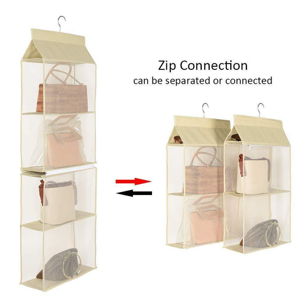 Buy hanging purse handbag organizer handbag organizer for purses homewares nonwoven 4 pockets hanging closet storage bag holder wardrobe closet space saving organizers system for living room bedroom use
