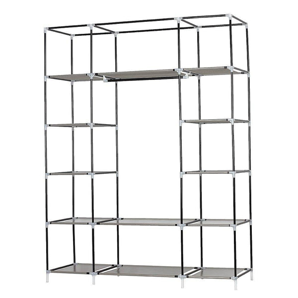 Budget halffle closet storage organizer 5 layer 12 compartment non woven fabric wardrobe portable clothes closet shelves with metal shelves and dustproof non woven fabric cover us stock navy blue