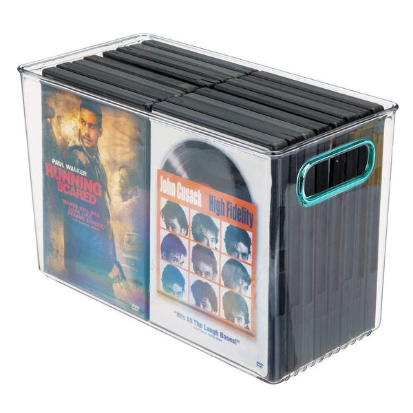 Order now mdesign plastic home storage organizer bin for cube furniture shelving in office entryway closet cabinet bedroom laundry room nursery kids toy room 12 x 6 x 7 75 4 pack clear blue