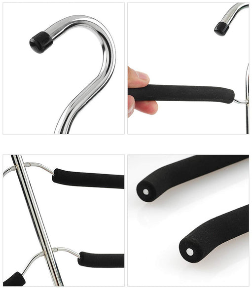 Amazon best jery clothes hangers multi layer clothes rack closet multifunctional hanger seamless slip resistant clothes hanging household hangers black