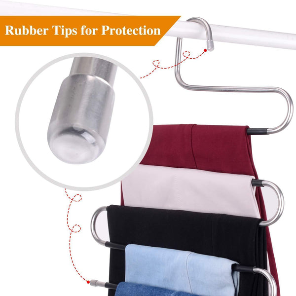 Explore ieoke pant hangers durable slack hangers multi layers stainless steel space saving clothes hangers closet storage for jeans trousers 4 pack