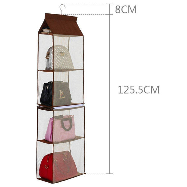 Save on kingto detachable hanging handbag organizer 4 slot 2 in 1 dustproof foldable sundry wardrobe closet space saving organizers system for living room bedroom home usegrey