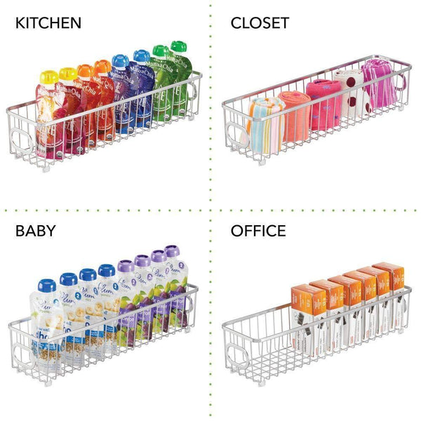 On amazon mdesign metal bathroom storage organizer basket bin farmhouse grid design organization for cabinets shelves closets vanity countertops bedrooms under sink x long container 4 pack chrome