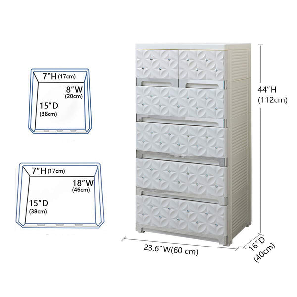 Products nafenai 5 drawer dresser kids storage cabinet for toys storage cart plastic storage bin for office closet bedroom lightweight and movable white