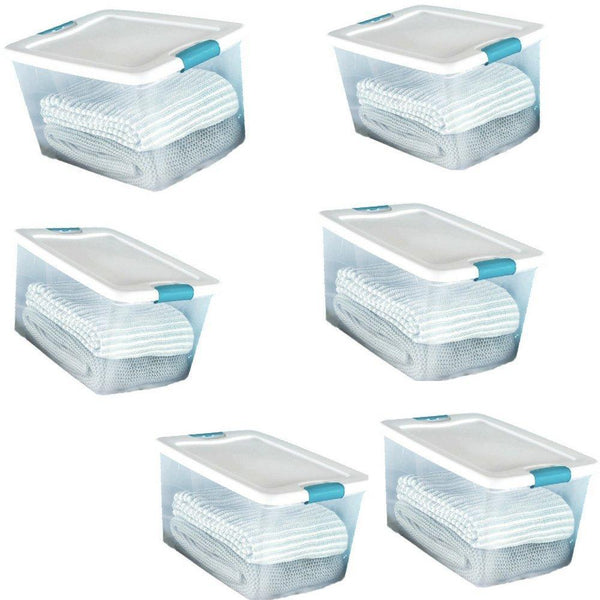 Related 60 quart storage containers 6 pack closet lids space saver baskets box stacking bin portable organizer ebook