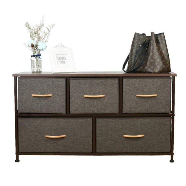 Selection home dresser storage tower sturdy steel frame mdf wood top removable drawers height adjustable feet storage organizer for room hallway entryway closets 5 drawers espresso 39 5w 21 5h