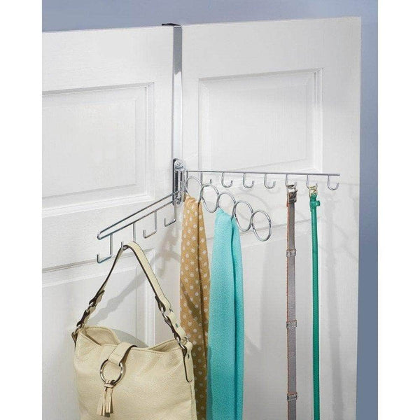 Organize with interdesign alta over door or wall mount swinging closet organizer for scarves ties belts handbags fashion jewelry chrome