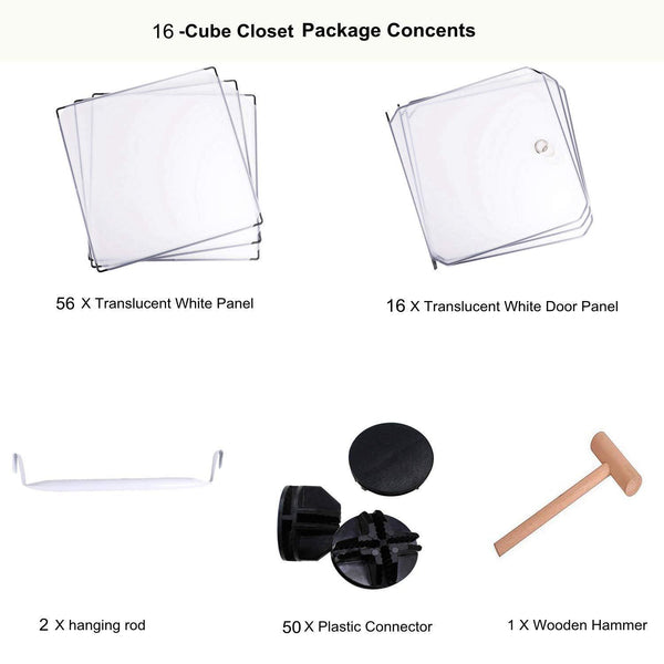 Amazon bastuo 16 cubes diy storage cabinet clothes wardrobe closet bookcase shelf baskets modular cubes closet for toys books clothes white with doors