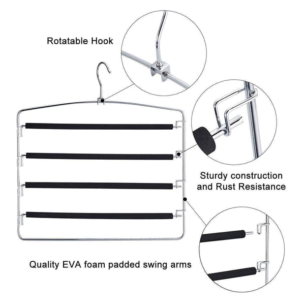 Buy now doiown pants hangers slacks hangers space saving non slip stainless steel clothes hangers closet organizer for pants jeans trousers scarf 4 pack large size 17 1high x 15 9width