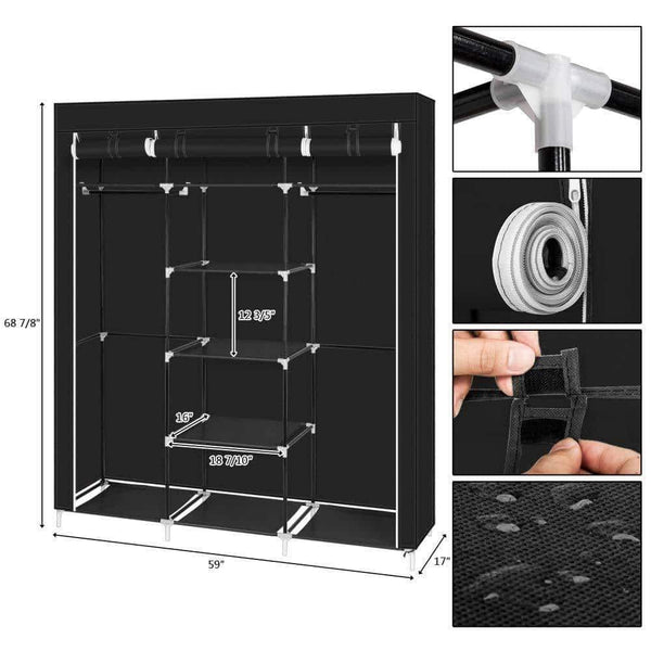 Storage organizer hello22 69 closet organizer wardrobe closet portable closet shelves closet storage organizer with non woven fabric quick and easy to assemble extra strong and durable extra space