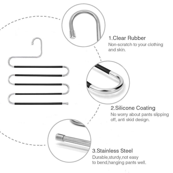 Amazon best star fly pants hangers non slip updated s shaped 5 layers hangers closet space saver for jeans scarf tie clothes6 pack