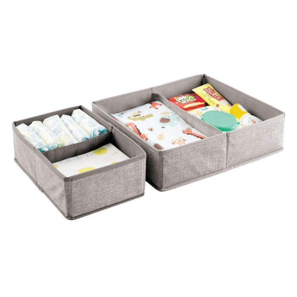 Great mdesign soft fabric dresser drawer and closet storage organizer set for child kids room nursery playroom bedroom rectangular organizer bins with textured print set of 6 linen tan